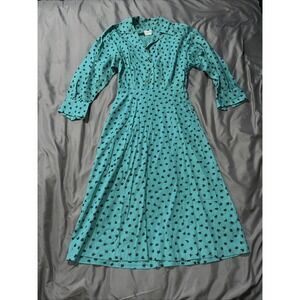 Vintage Sue Mason Junior by Saba of California Turquoise Green Floral Dress